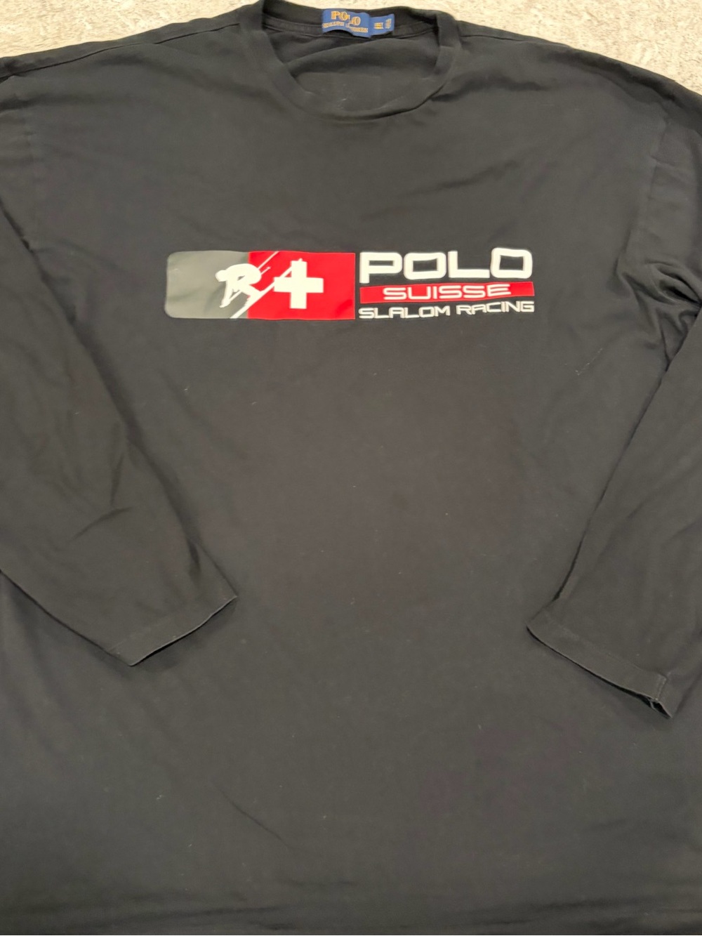 POLO Ralph Lauren Suisse Black Slalom Racing Long-Sleeve Shirt-XLT